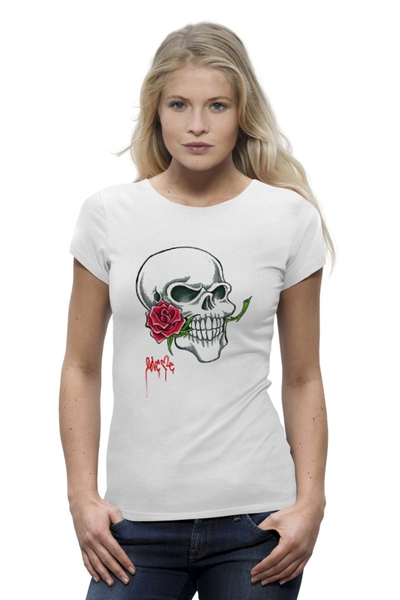 Заказать женскую футболку в Москве. Футболка базовая skull #3 women  tom-s_design от tom-s_design - готовые дизайны и нанесение принтов.