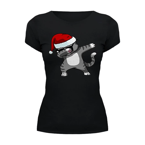 Заказать женскую футболку в Москве. Футболка базовая Dabbing Cat от skynatural - готовые дизайны и нанесение принтов.