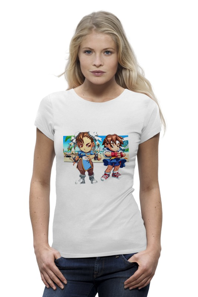 Заказать женскую футболку в Москве. Футболка базовая Street Fighter #mini Chuni & Sakura от StreetMag - готовые дизайны и нанесение принтов.