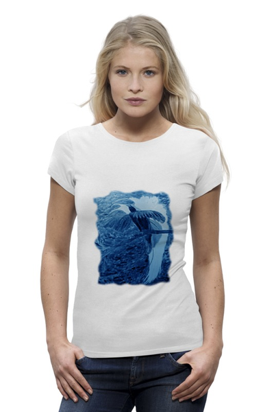 Заказать женскую футболку в Москве. Футболка базовая Синяя птица от veatim@yandex.ru - готовые дизайны и нанесение принтов.