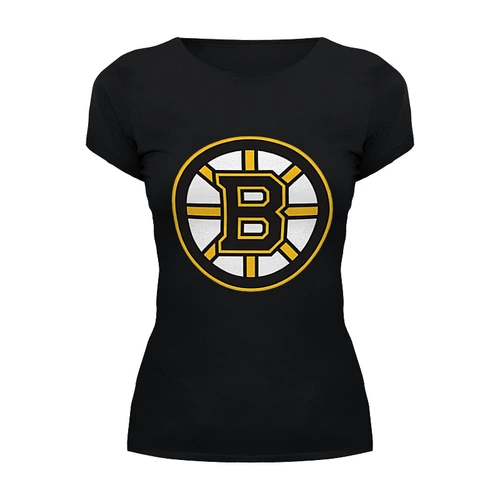 Заказать женскую футболку в Москве. Футболка базовая Boston Bruins от dobryidesign - готовые дизайны и нанесение принтов.