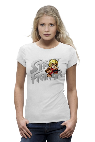 Заказать женскую футболку в Москве. Футболка базовая Street Fighter #mini Ken от StreetMag - готовые дизайны и нанесение принтов.