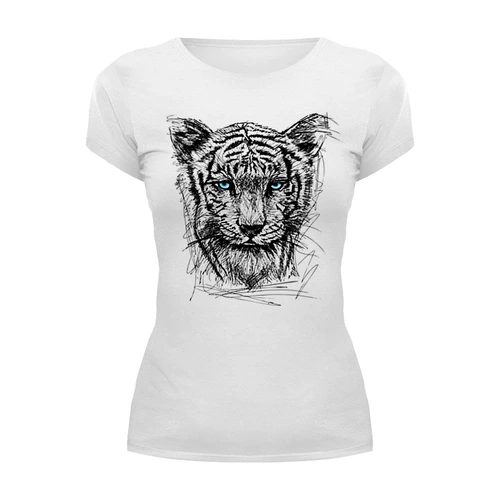 Заказать женскую футболку в Москве. Футболка базовая Белый тигр от ISliM - готовые дизайны и нанесение принтов.