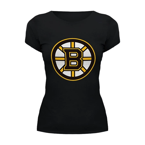 Заказать женскую футболку в Москве. Футболка базовая Boston Bruins от Сергей Дульнев - готовые дизайны и нанесение принтов.
