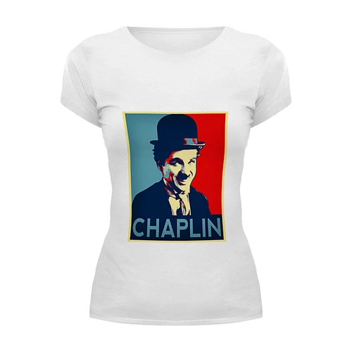 Заказать женскую футболку в Москве. Футболка базовая Чарльз Чаплин от YellowCloverShop - готовые дизайны и нанесение принтов.