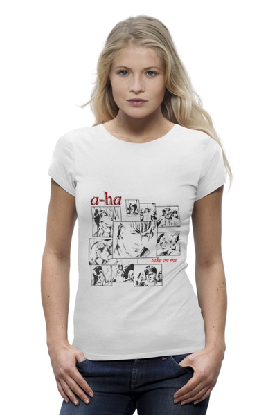 Заказать женскую футболку в Москве. Футболка базовая a-ha / Take On Me от OEX design - готовые дизайны и нанесение принтов.