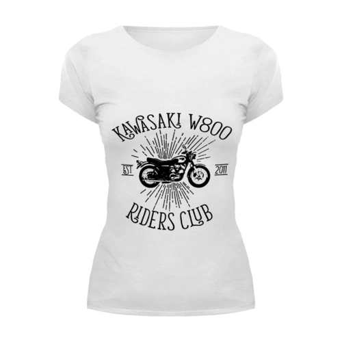 Заказать женскую футболку в Москве. Футболка базовая Kawasaki W800 Riders Club от madwheelz - готовые дизайны и нанесение принтов.