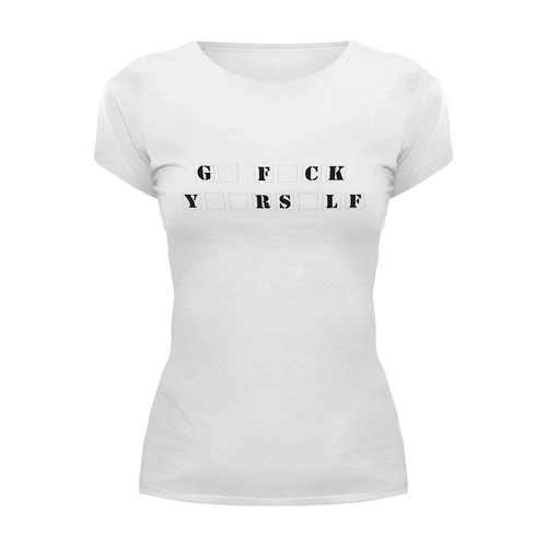 Заказать женскую футболку в Москве. Футболка базовая Гласные буквы от rybdenis1@mail.ru - готовые дизайны и нанесение принтов.