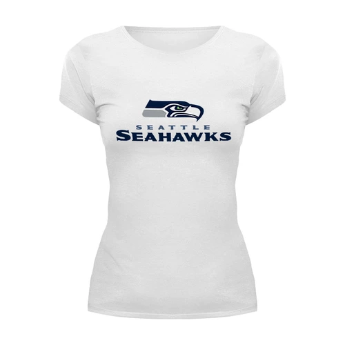 Заказать женскую футболку в Москве. Футболка базовая Seattle Seahawks от dobryidesign - готовые дизайны и нанесение принтов.