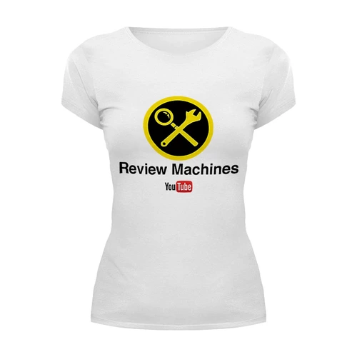 Заказать женскую футболку в Москве. Футболка базовая Review machines от reviewmachines@mail.ru - готовые дизайны и нанесение принтов.