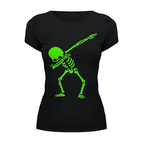 Заказать женскую футболку в Москве. Футболка базовая Скелет зеленый от cherdantcev - готовые дизайны и нанесение принтов.