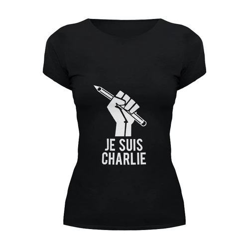 Заказать женскую футболку в Москве. Футболка базовая Je Suis Charlie, Я Шарли от cherdantcev - готовые дизайны и нанесение принтов.