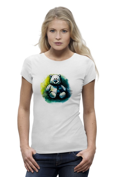 Заказать женскую футболку в Москве. Футболка базовая медведь плюшевый от Abundzu - готовые дизайны и нанесение принтов.