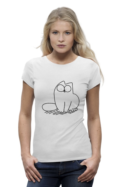 Заказать женскую футболку в Москве. Футболка базовая Simon's Cat #1 от shinko - готовые дизайны и нанесение принтов.