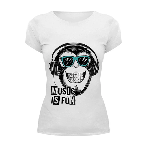 Заказать женскую футболку в Москве. Футболка базовая Music is fun от fairpoker@mail.ru - готовые дизайны и нанесение принтов.
