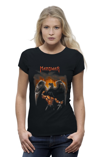 Заказать женскую футболку в Москве. Футболка базовая Manowar Band от Leichenwagen - готовые дизайны и нанесение принтов.