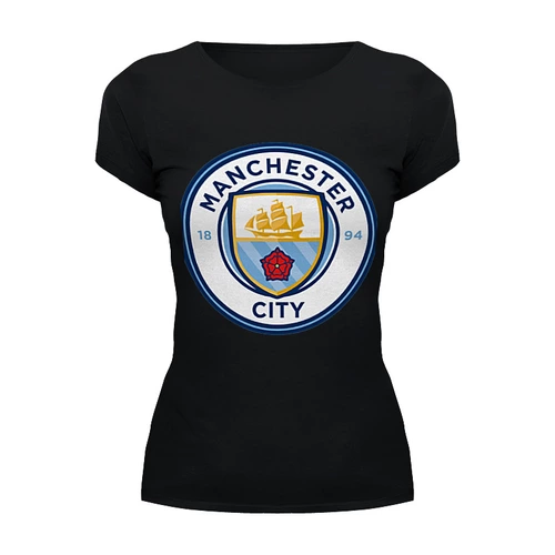 Заказать женскую футболку в Москве. Футболка базовая Manchester City от Polilog - готовые дизайны и нанесение принтов.