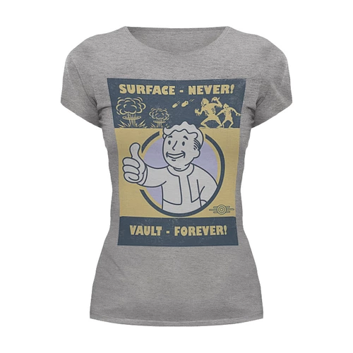 Заказать женскую футболку в Москве. Футболка базовая Fallout. Vault - forever! от geekbox - готовые дизайны и нанесение принтов.