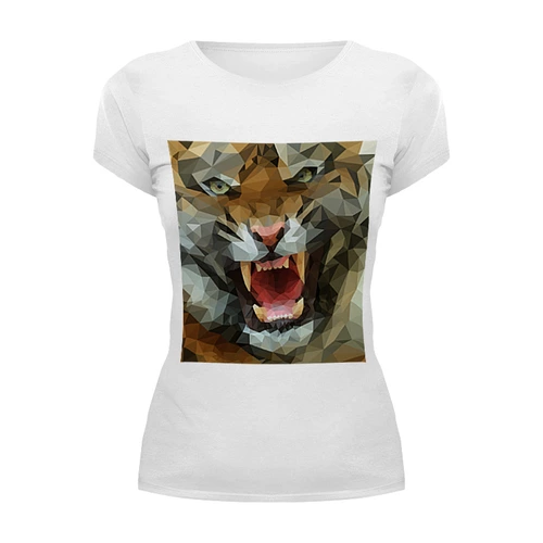 Заказать женскую футболку в Москве. Футболка базовая Polygon tiger от scoopysmith - готовые дизайны и нанесение принтов.