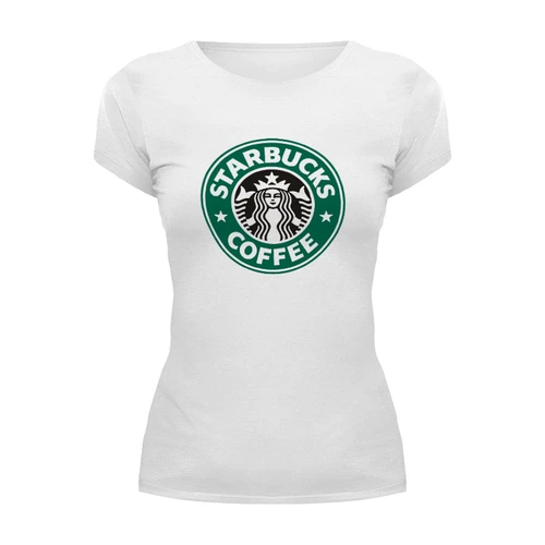 Заказать женскую футболку в Москве. Футболка базовая Starbucks от Дмитрий Кротов - готовые дизайны и нанесение принтов.