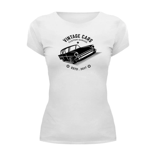 Заказать женскую футболку в Москве. Футболка базовая Vintage Cars от balden - готовые дизайны и нанесение принтов.