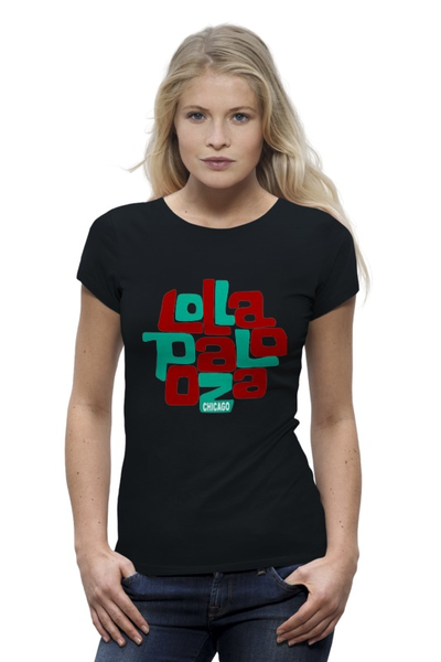Заказать женскую футболку в Москве. Футболка базовая Lollapalooza Chicago от MInMlz - готовые дизайны и нанесение принтов.