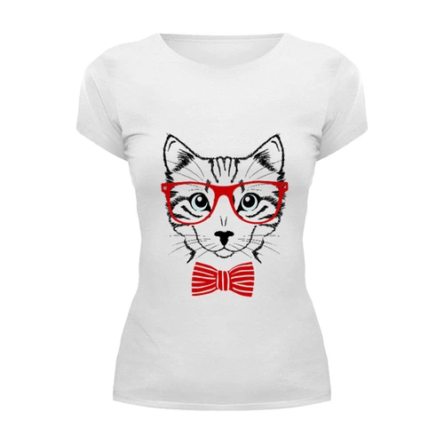 Заказать женскую футболку в Москве. Футболка базовая Кошка от YellowCloverShop - готовые дизайны и нанесение принтов.