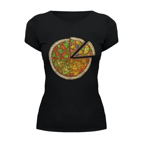 Заказать женскую футболку в Москве. Футболка базовая Пицца от printik - готовые дизайны и нанесение принтов.