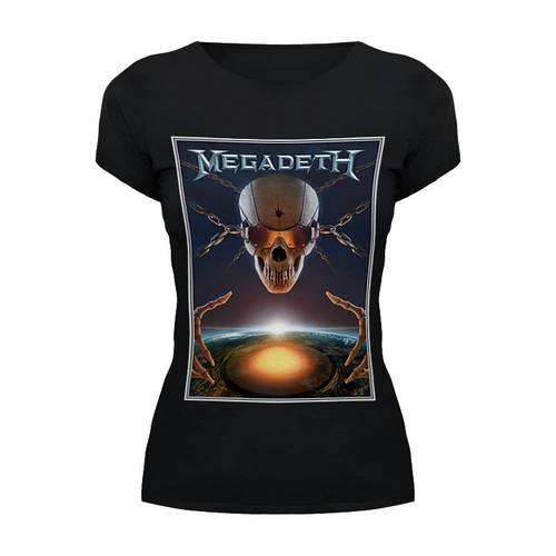 Заказать женскую футболку в Москве. Футболка базовая Megadeth Band от Leichenwagen - готовые дизайны и нанесение принтов.