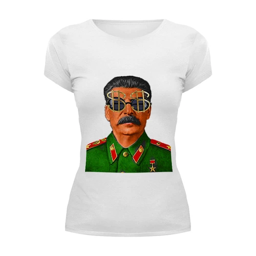 Заказать женскую футболку в Москве. Футболка базовая Сталин от Vinli.shop  - готовые дизайны и нанесение принтов.