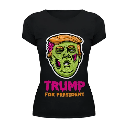 Заказать женскую футболку в Москве. Футболка базовая Трамп зомби от Leichenwagen - готовые дизайны и нанесение принтов.
