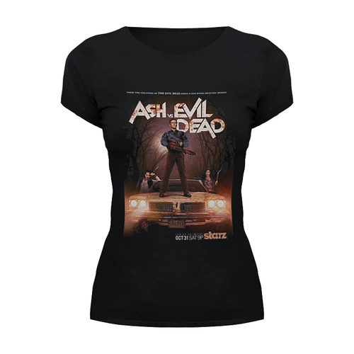 Заказать женскую футболку в Москве. Футболка базовая Ash vs Evil Dead / Эш против зловещих мертвецов от KinoArt - готовые дизайны и нанесение принтов.