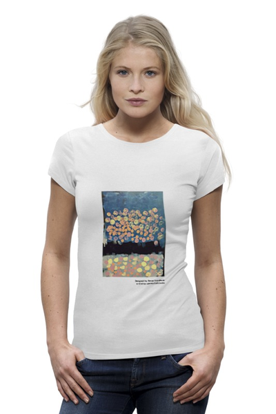 Заказать женскую футболку в Москве. Футболка базовая Sonya в помощь детям-бабочкам. В стиле Монэ. от Sonyakop@icloud.com - готовые дизайны и нанесение принтов.