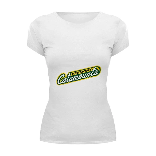 Заказать женскую футболку в Москве. Футболка базовая Vermont Catamounts football от Hop Shop - готовые дизайны и нанесение принтов.