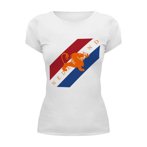 Заказать женскую футболку в Москве. Футболка базовая Нидерланды от printik - готовые дизайны и нанесение принтов.
