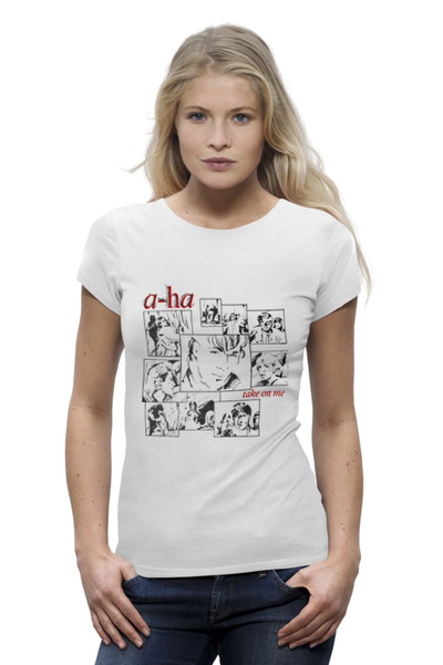 Заказать женскую футболку в Москве. Футболка базовая a-ha / Take On Me от OEX design - готовые дизайны и нанесение принтов.