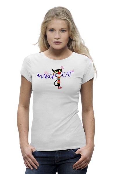 Заказать женскую футболку в Москве. Футболка базовая March cat от meland - готовые дизайны и нанесение принтов.