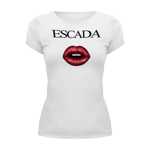 Заказать женскую футболку в Москве. Футболка базовая Escada Red Lips от @kristy_art_k  - готовые дизайны и нанесение принтов.