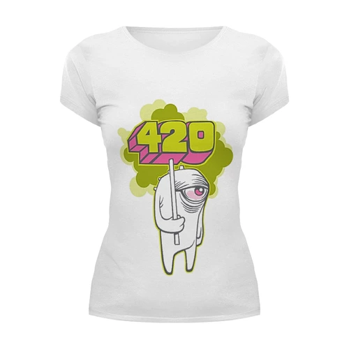 Заказать женскую футболку в Москве. Футболка базовая 420 от Weed Stuff`a - готовые дизайны и нанесение принтов.