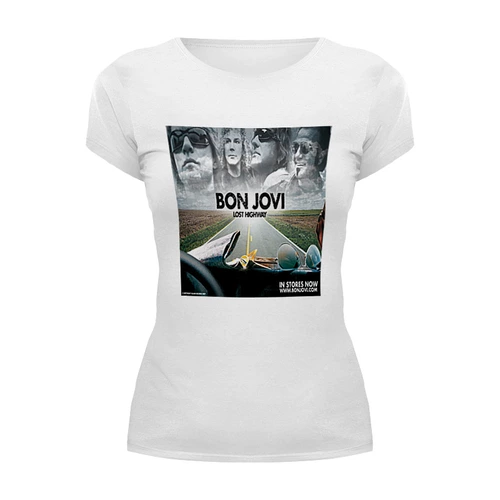 Заказать женскую футболку в Москве. Футболка базовая группа "Bon Jovi" от Fedor - готовые дизайны и нанесение принтов.