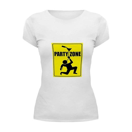 Заказать женскую футболку в Москве. Футболка базовая PARTY ZONE от gent777 - готовые дизайны и нанесение принтов.