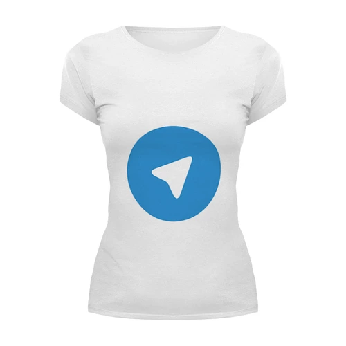 Заказать женскую футболку в Москве. Футболка базовая Логотип Telegram от YellowCloverShop - готовые дизайны и нанесение принтов.
