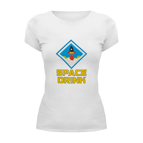 Заказать женскую футболку в Москве. Футболка базовая Space Drink от The Spaceway  - готовые дизайны и нанесение принтов.