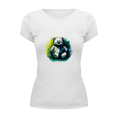 Заказать женскую футболку в Москве. Футболка базовая медведь плюшевый от Abundzu - готовые дизайны и нанесение принтов.