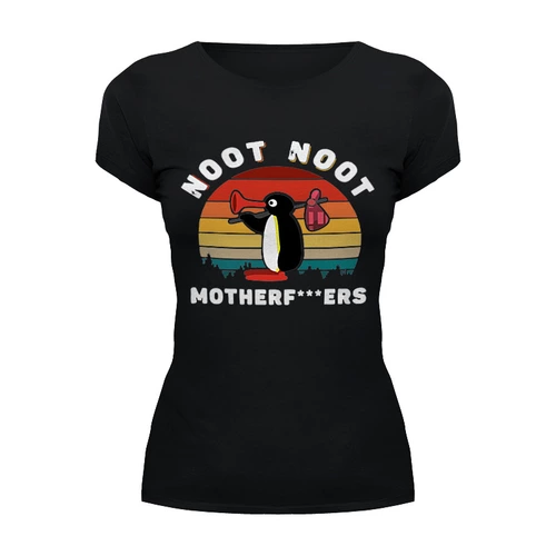 Заказать женскую футболку в Москве. Футболка базовая Noot Noot Pingu Shirt Noot Meme от cherdantcev - готовые дизайны и нанесение принтов.