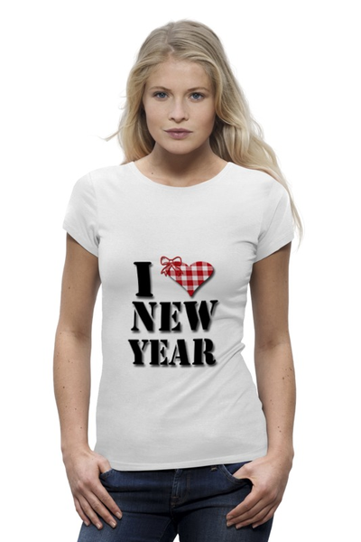Заказать женскую футболку в Москве. Футболка базовая футболка "Я люблю Новый Год" от MishaProcenko - готовые дизайны и нанесение принтов.