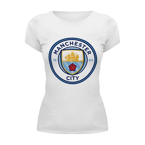Заказать женскую футболку в Москве. Футболка базовая Manchester City от Polilog - готовые дизайны и нанесение принтов.