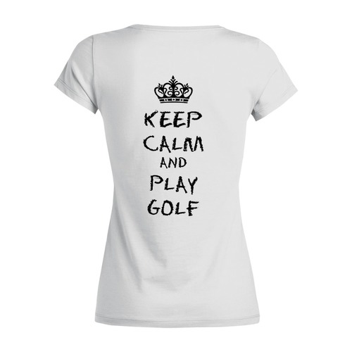 Заказать женскую футболку в Москве. Футболка базовая Keep Calm and Play Golf от Just kidding - готовые дизайны и нанесение принтов.