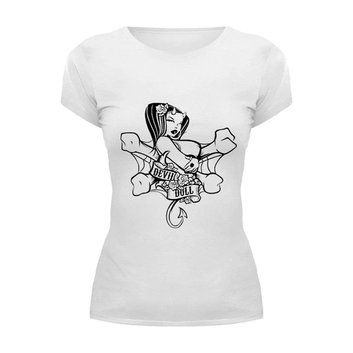 Заказать женскую футболку в Москве. Футболка базовая Devil Doll от Дмитрий - готовые дизайны и нанесение принтов.