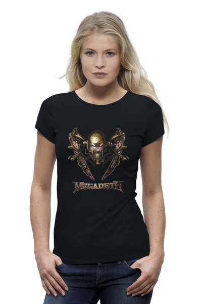Заказать женскую футболку в Москве. Футболка базовая Megadeth Band от Leichenwagen - готовые дизайны и нанесение принтов.